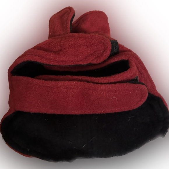 SMALL DOG PUPPY COAT JACKET SWEATER HOOD WARM FLEECE RED BURGUNDY BLACK CUTE! - Picture 2 of 3